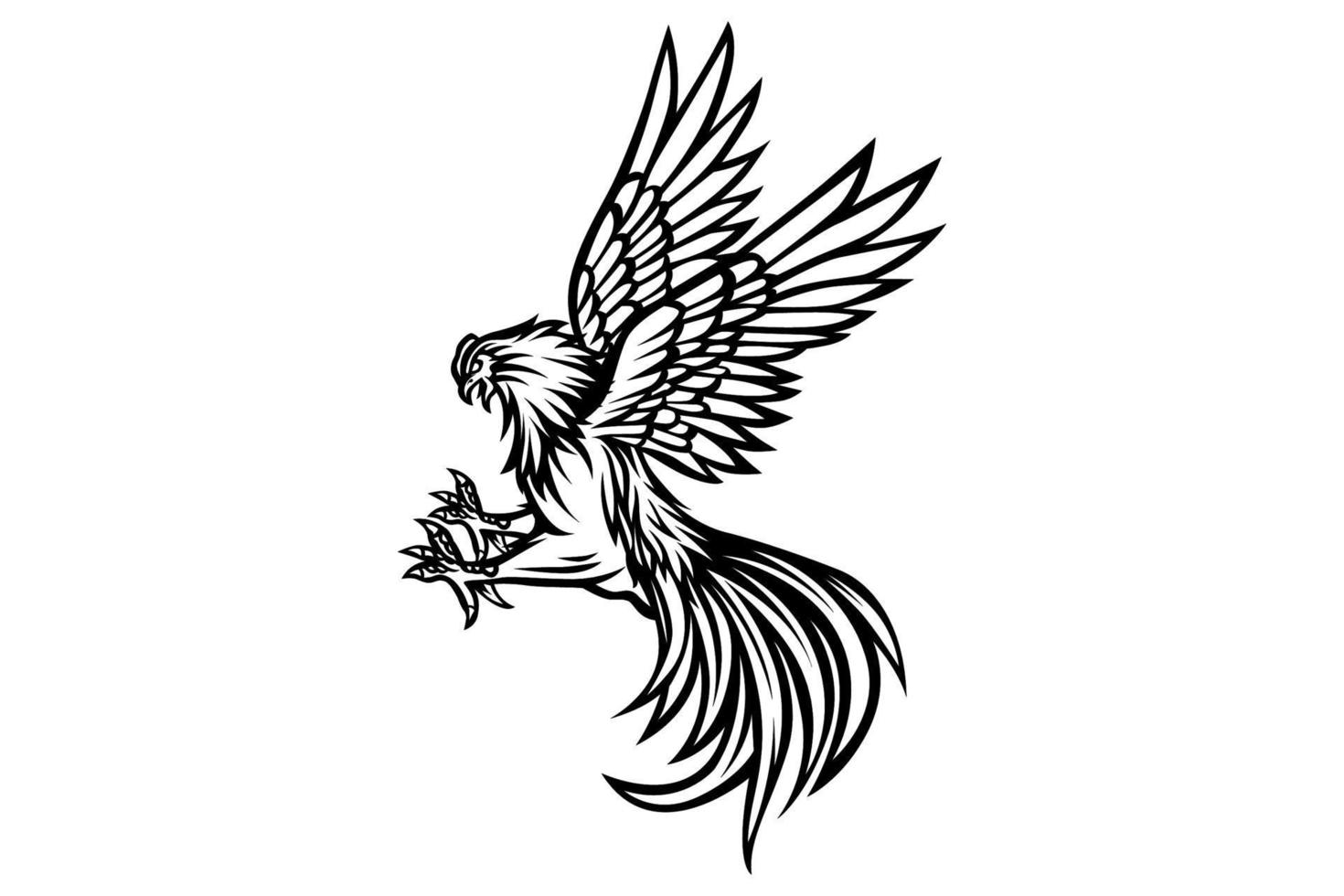 rooster fighter black white vector logo, black white vector logo