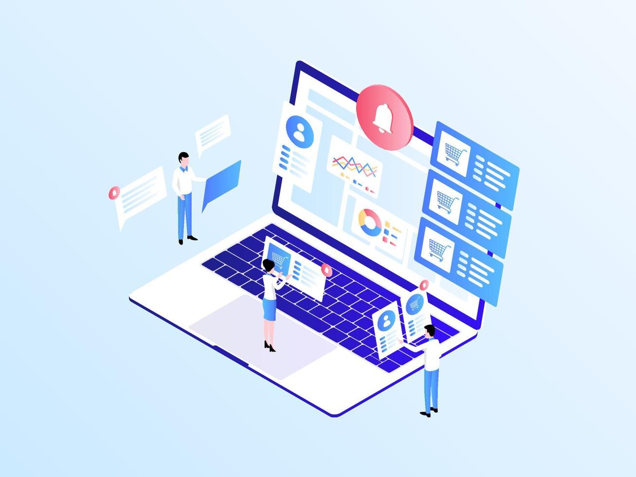 Order Notification Isometric Illustration Light Gradient. Suitable for Mobile App, Website, Banner, Diagrams, Infographics, and Other Graphic Assets. vector