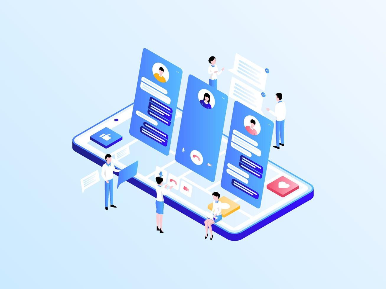 Customer Service Isometric Illustration Light Gradient. Suitable for Mobile App, Website, Banner, Diagrams, Infographics, and Other Graphic Assets. vector