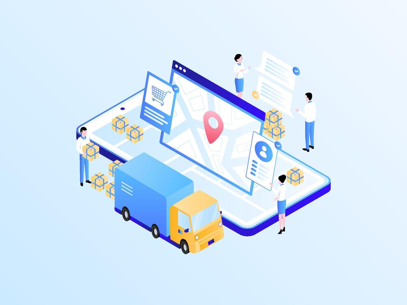 Package Sent Isometric Illustration Light Gradient. Suitable for Mobile App, Website, Banner, Diagrams, Infographics, and Other Graphic Assets. vector