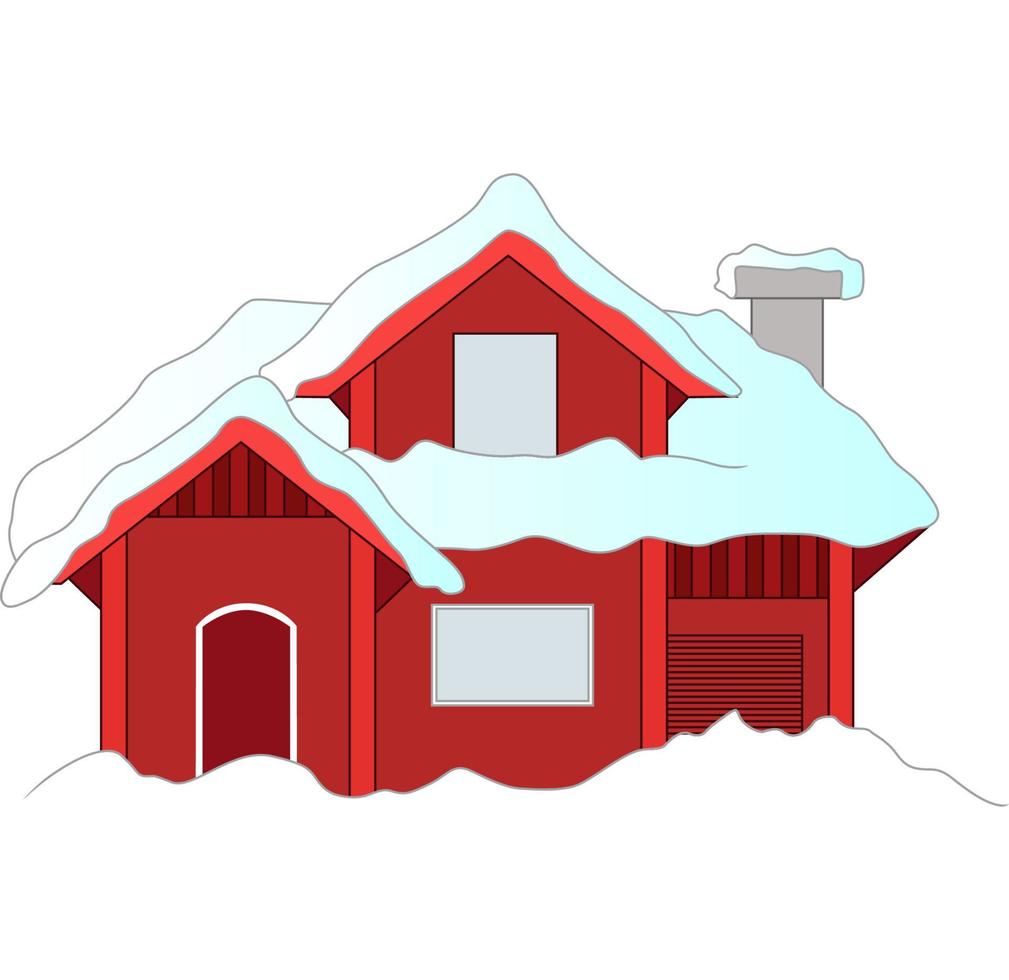 casa de pueblo cubierta de nieve vector