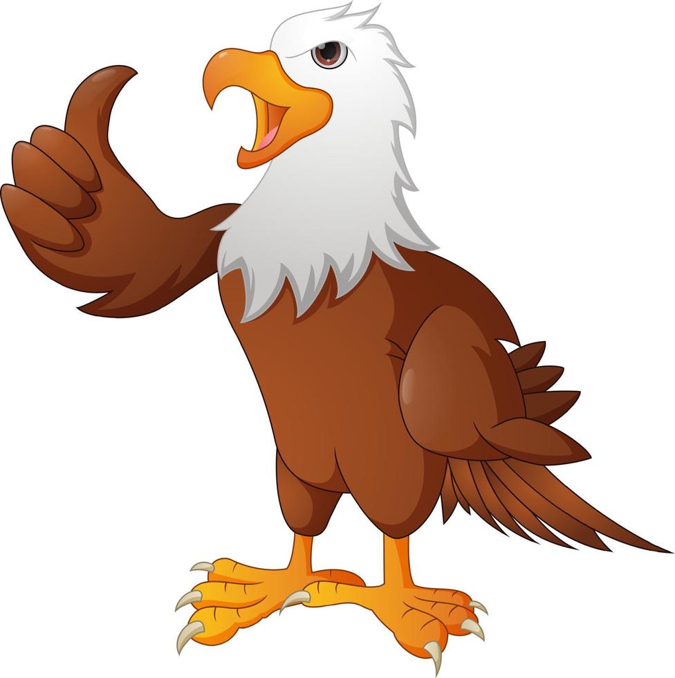 Cute eagle cartoon giving thumb up vector