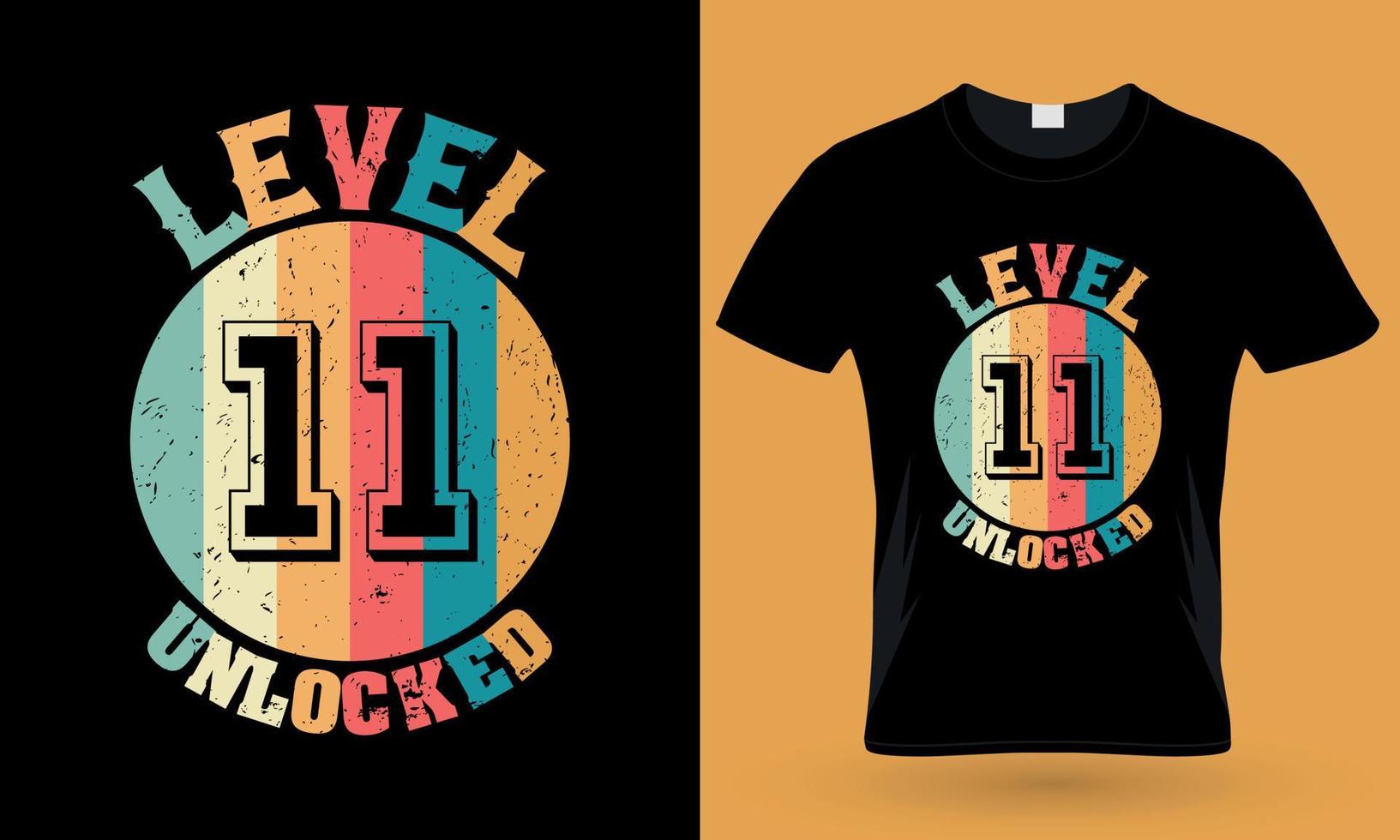 nivel 11 desbloqueado. diseño de camiseta de tipografía de juego vector