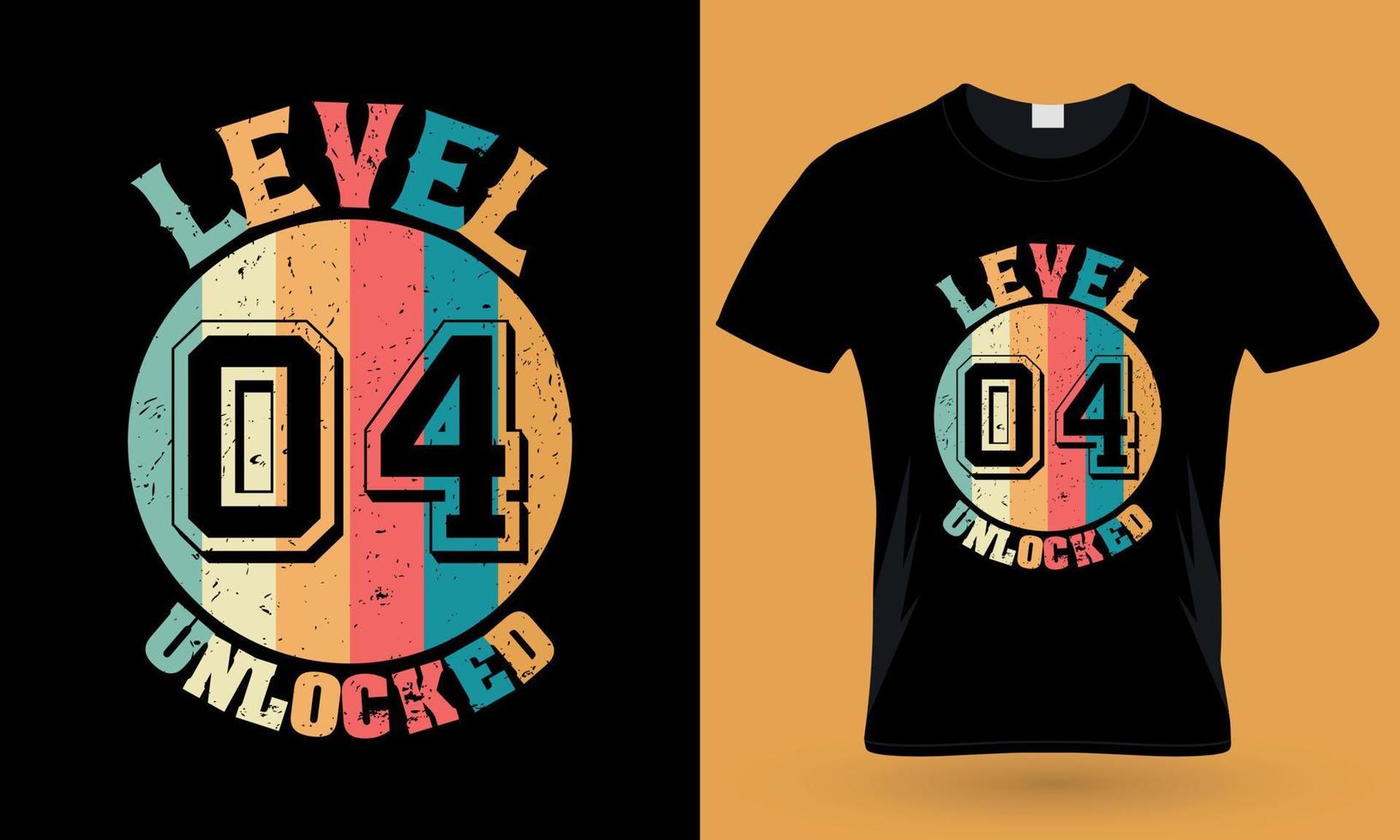 Level 04 unlocked. gaming typography t-shirt design vector