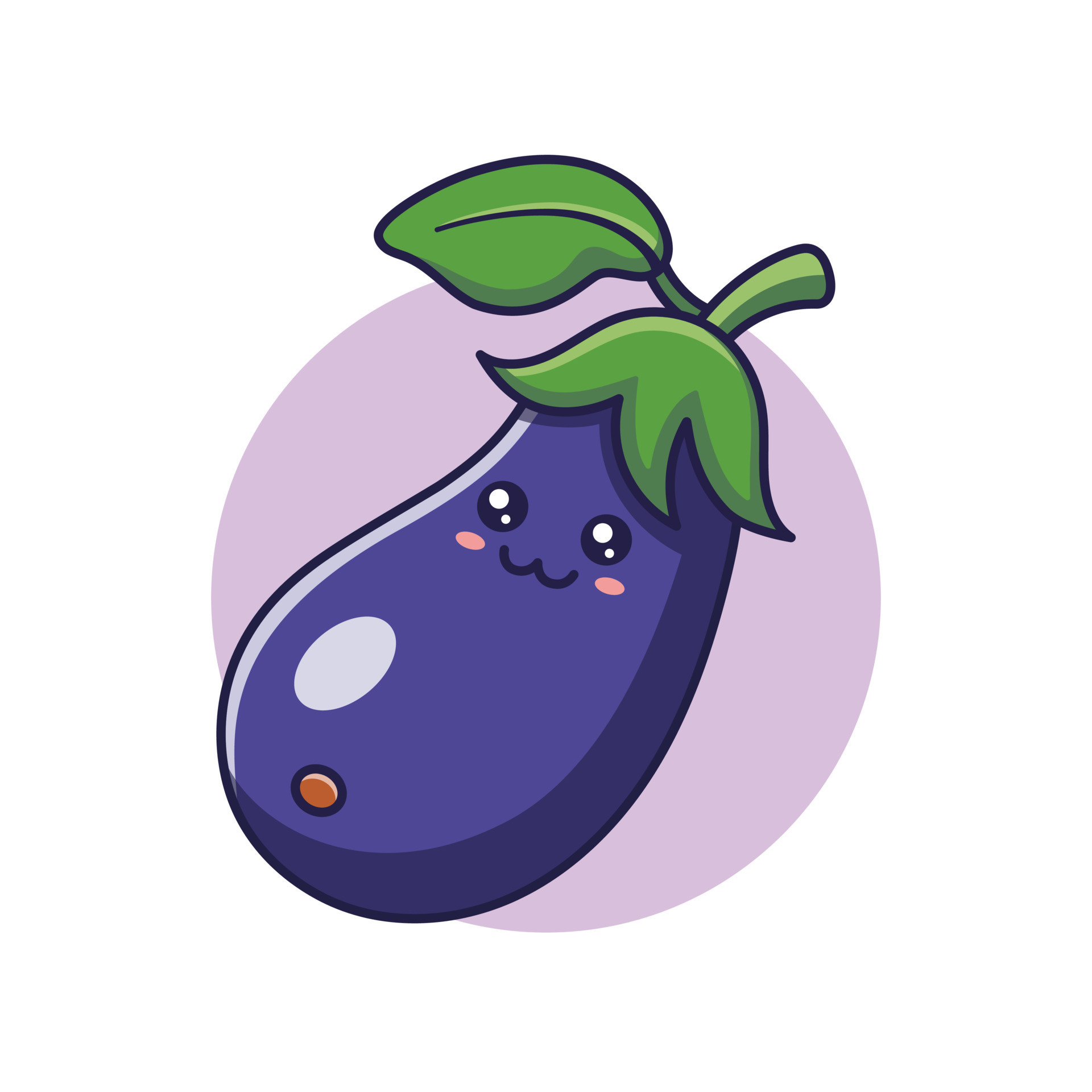 Eggplant kawaii character. Cute Kawaii Eggplant cartoon icon illustration.  Food vegitable flat icon concept isolated on white background. Doodle style  print illustration for kids clothing. 16071344 Vector Art at Vecteezy