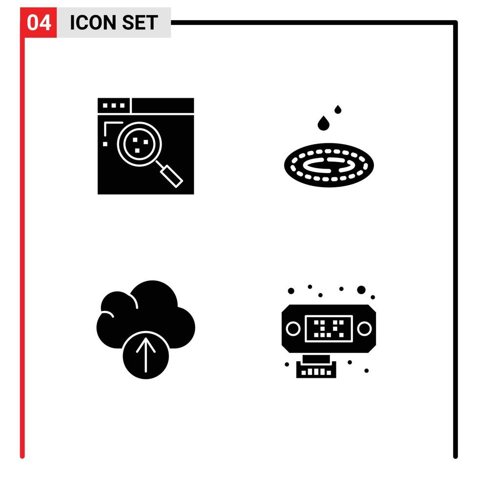 Set of 4 Modern UI Icons Symbols Signs for browser data web droop connection Editable Vector Design Elements