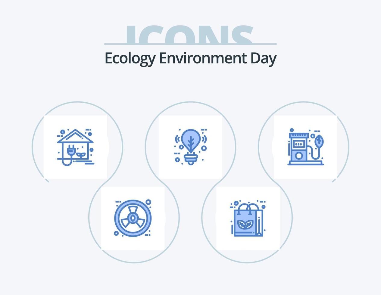 paquete de iconos azul ecología 5 diseño de iconos. Encendiendo. ecológico reciclar. bulbo. casa vector