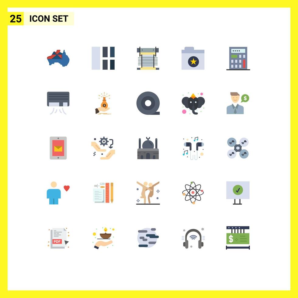 Pack of 25 creative Flat Colors of ac star computer folder fan Editable Vector Design Elements