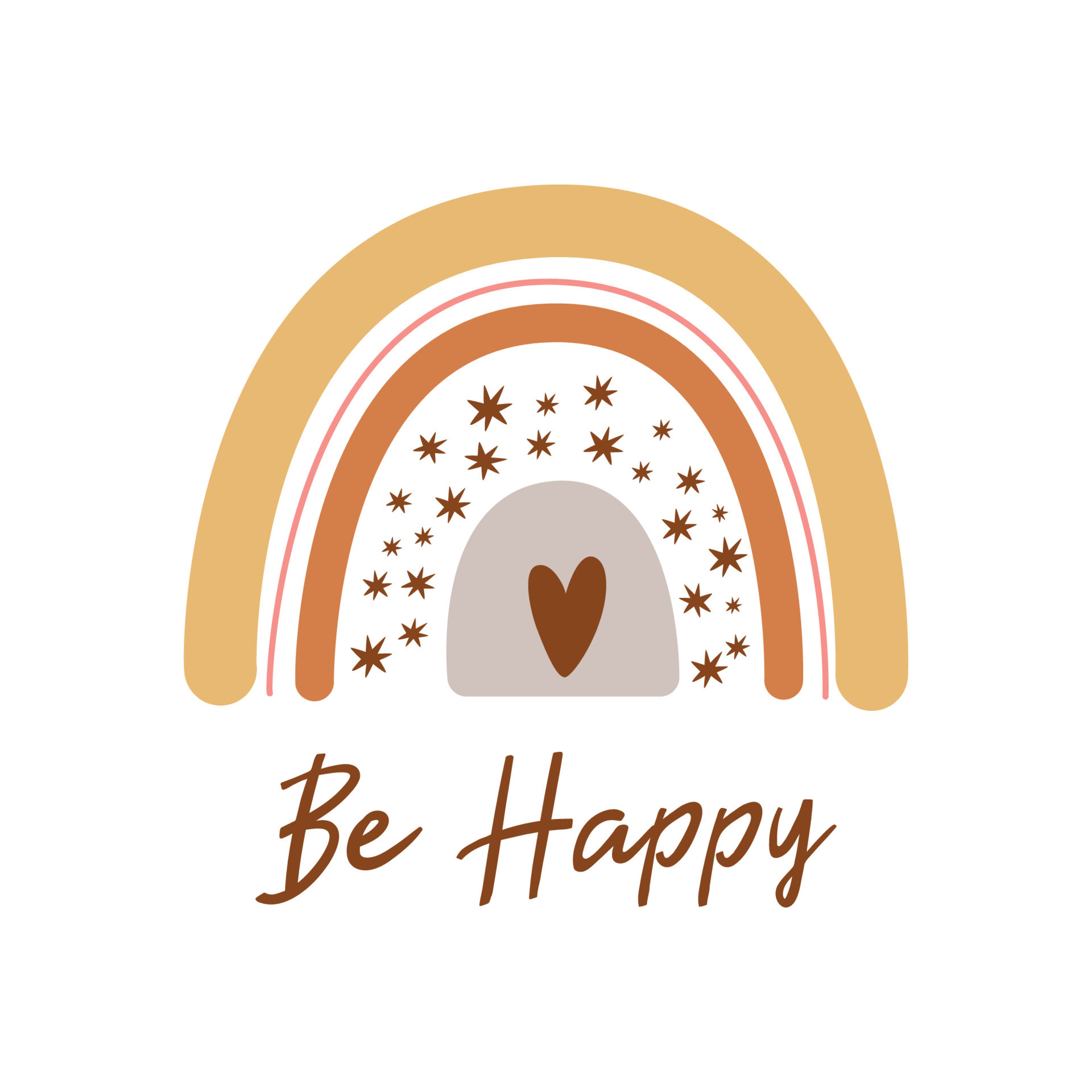 Boho rainbow. Cute kids pastel rainbow. Boho nursery wall art element