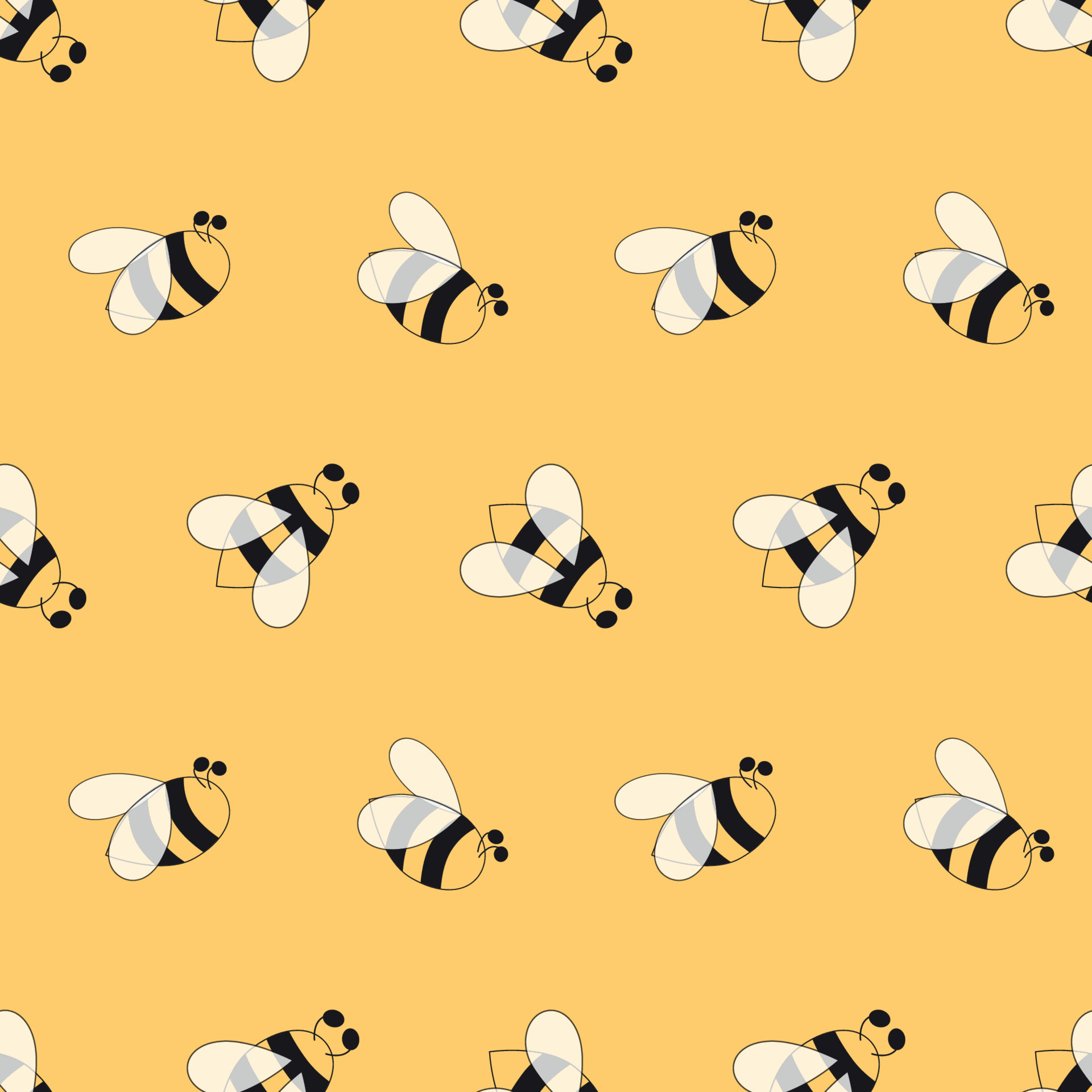 patrón sin costuras de abejas fondo de insectos amarillos papel