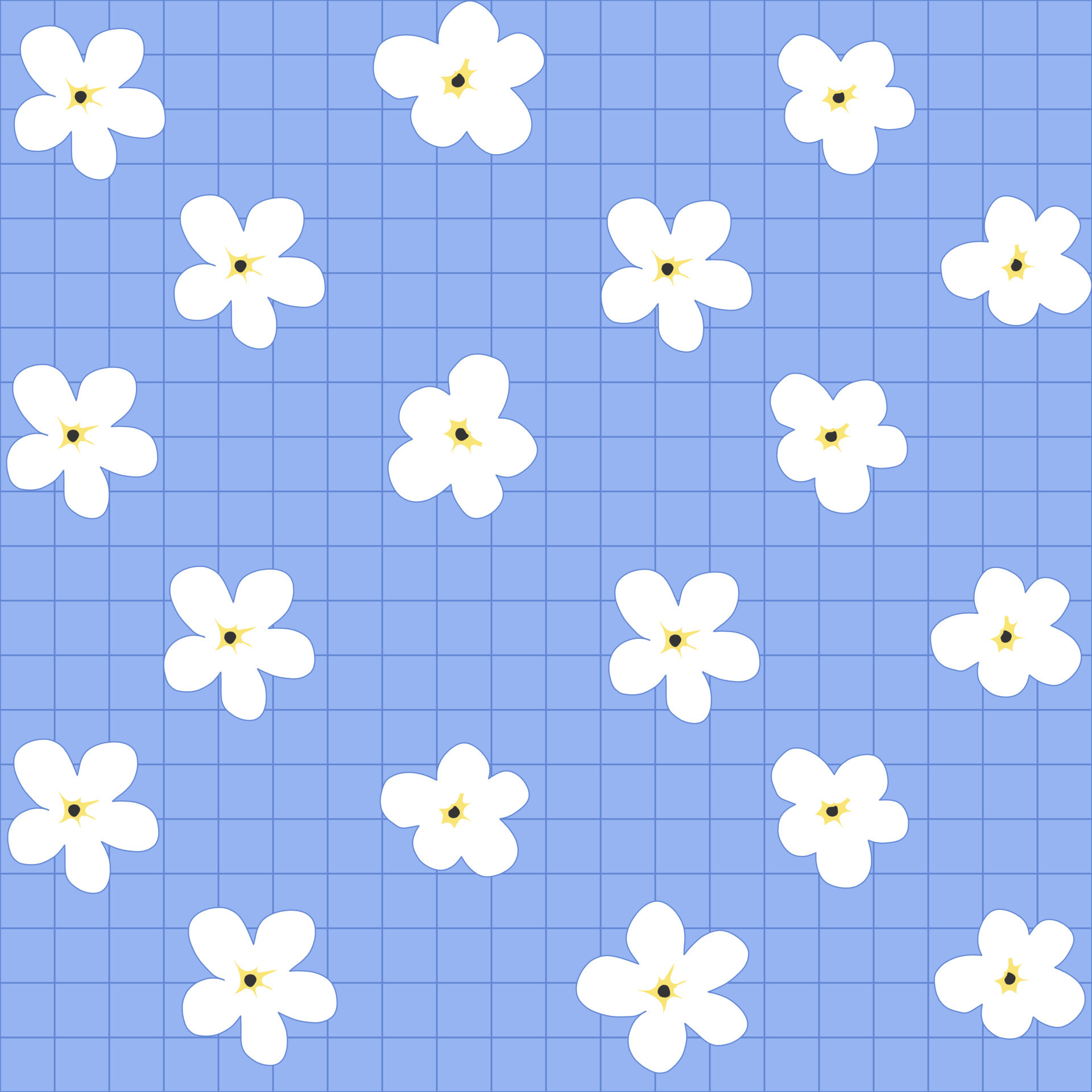 Seamless pattern with cute daisy flower on blue background and Daisy