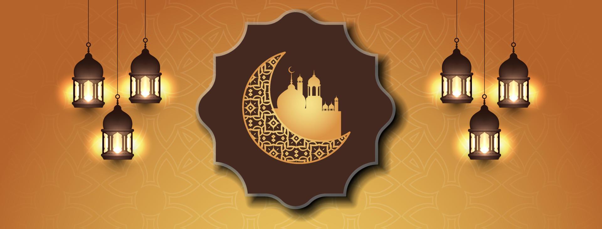 Ramadan Kareem Islamic festival celebration vector