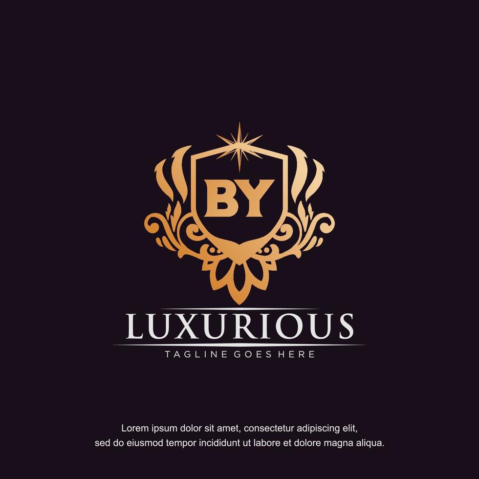 BY initial letter luxury ornament gold monogram logo template vector art.