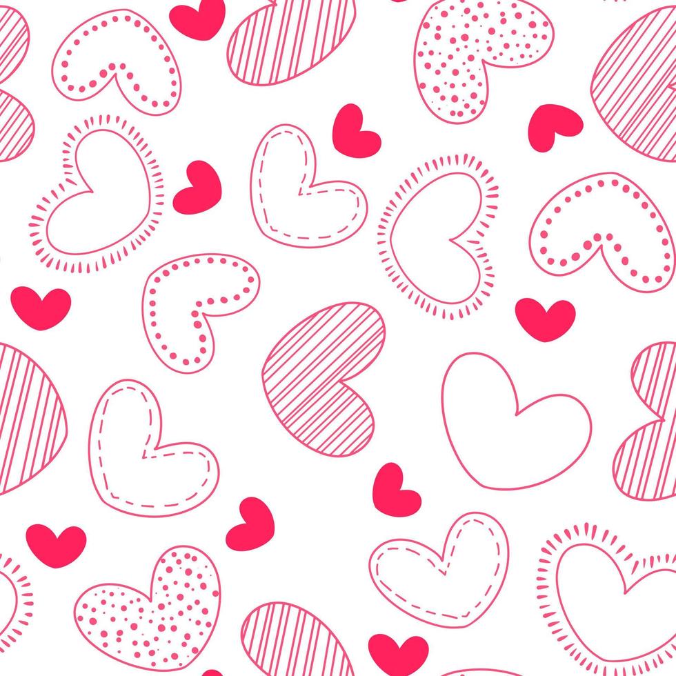 Seamless love heart design vector background. Seamless pattern on Valentine's day. The seamless texture with hart.Seamless romantic pattern with hand drawing hearts in trending color.