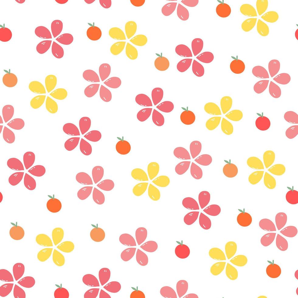 orange small flowers on white background, illustration for the design of textiles. Seamless pattern for textileSeamless vintage abstract pattern. light orange background. vector