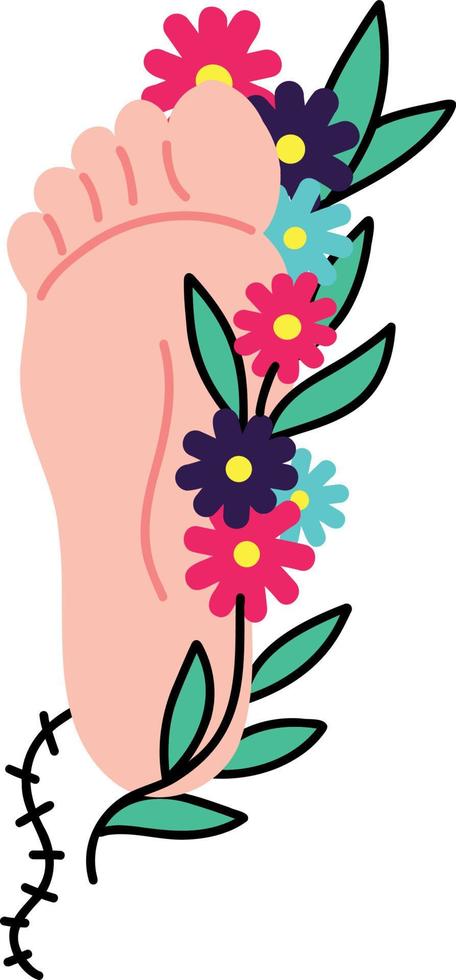Foot and flowers vector illustration