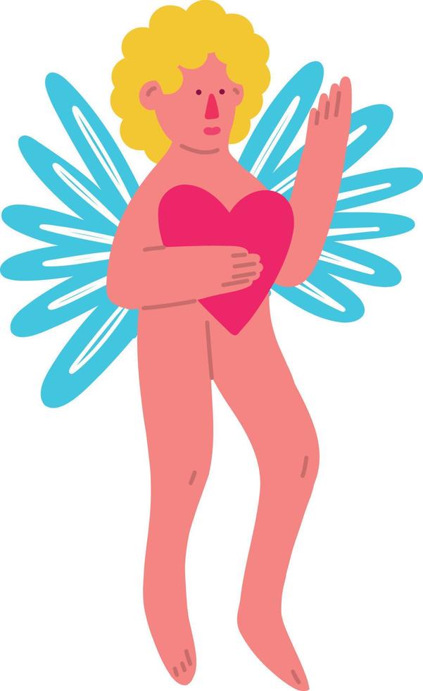 Valentines Day heart with a sad face. Freaky Bizarre comic heart. vector