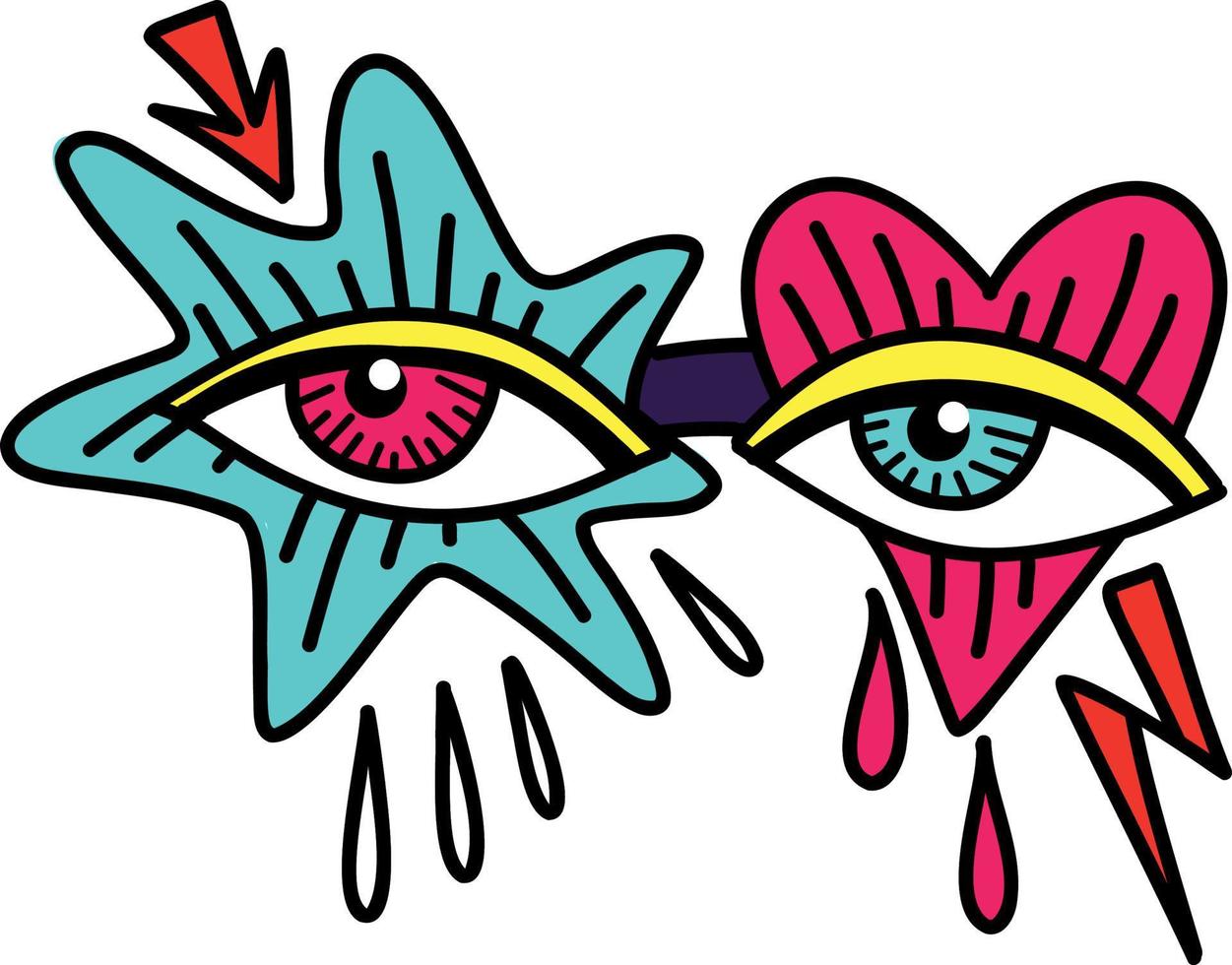 The magical mystical spiritualistic symbol of the Freaky bizarre eyes in retro glasses vector