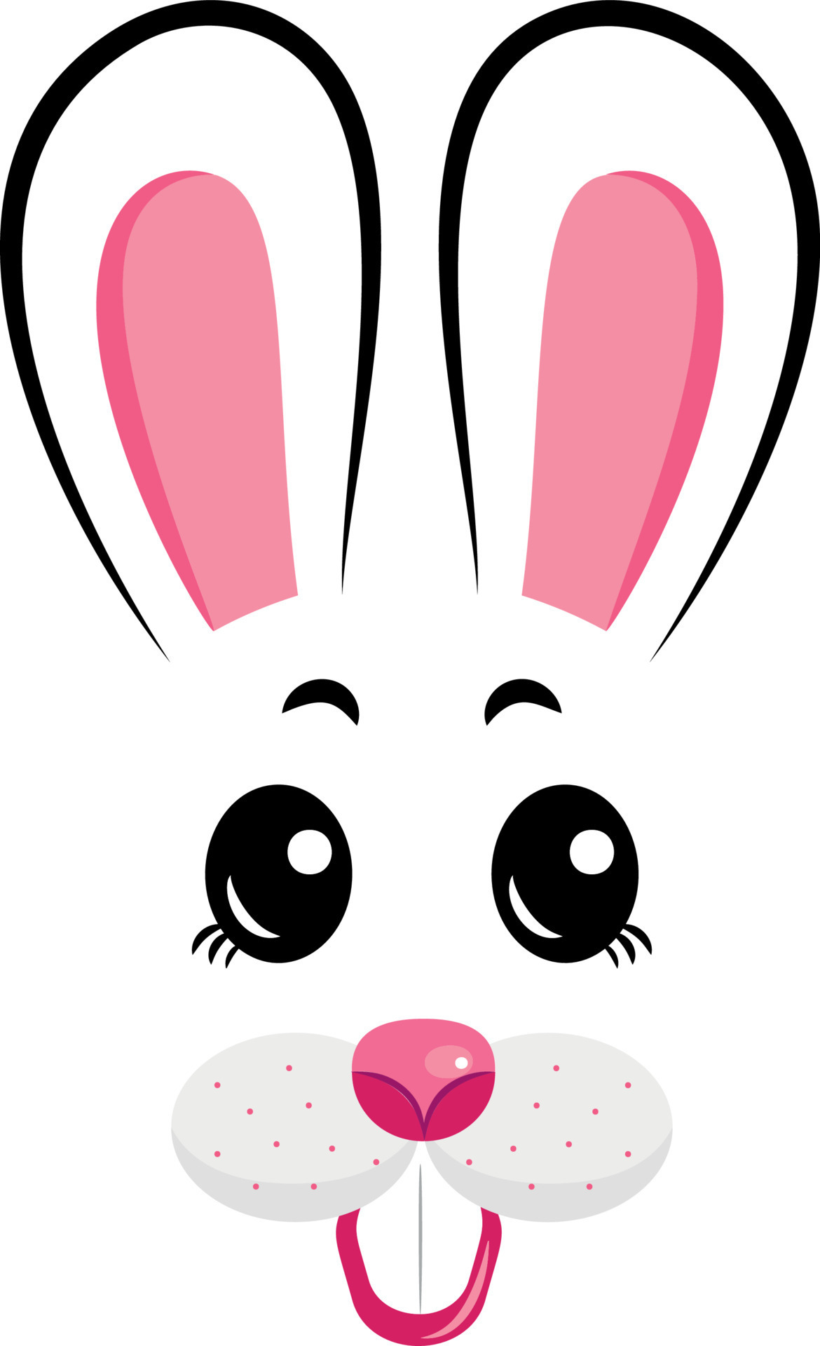 Kawaii Rabbit face.Rabbit symbol of 2023 year.Vector illustration