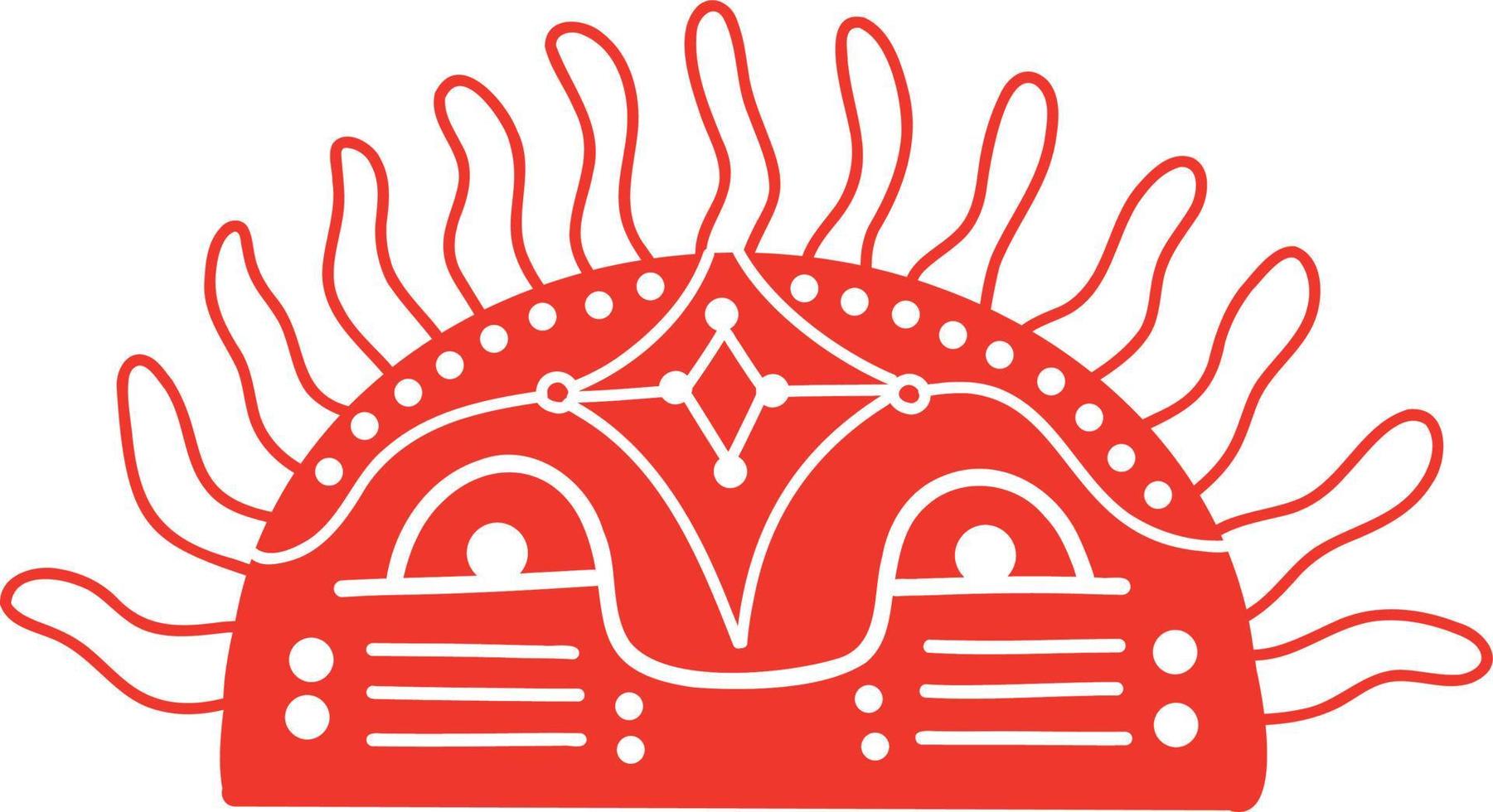 Aesthetic magical sun with ethnical ornaments. Card in modern doodle style. vector