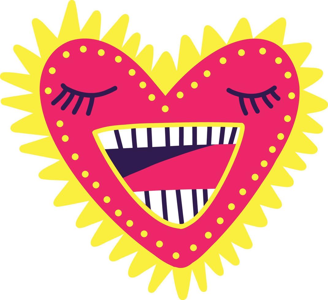 Valentines Day Freaky comic heart in modern doodle style. Vector illustration