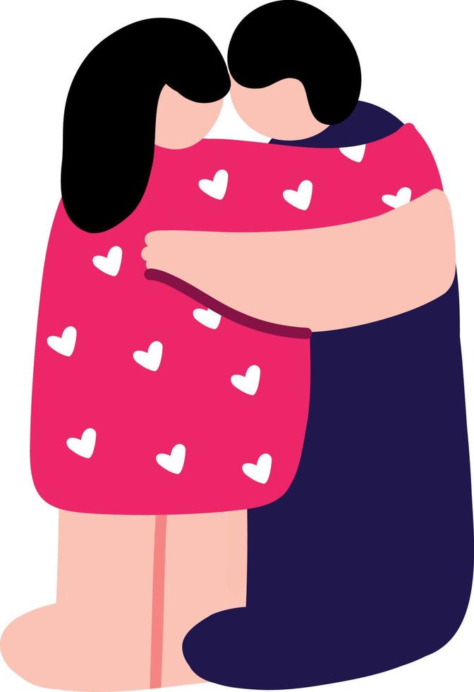 Two people in love cute illustration in doodle style vector