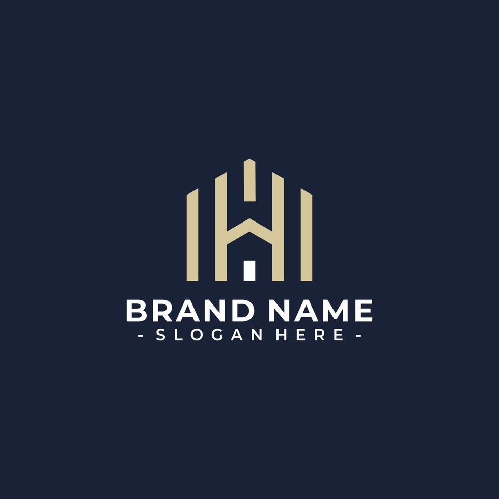 letter H shape house logo vector