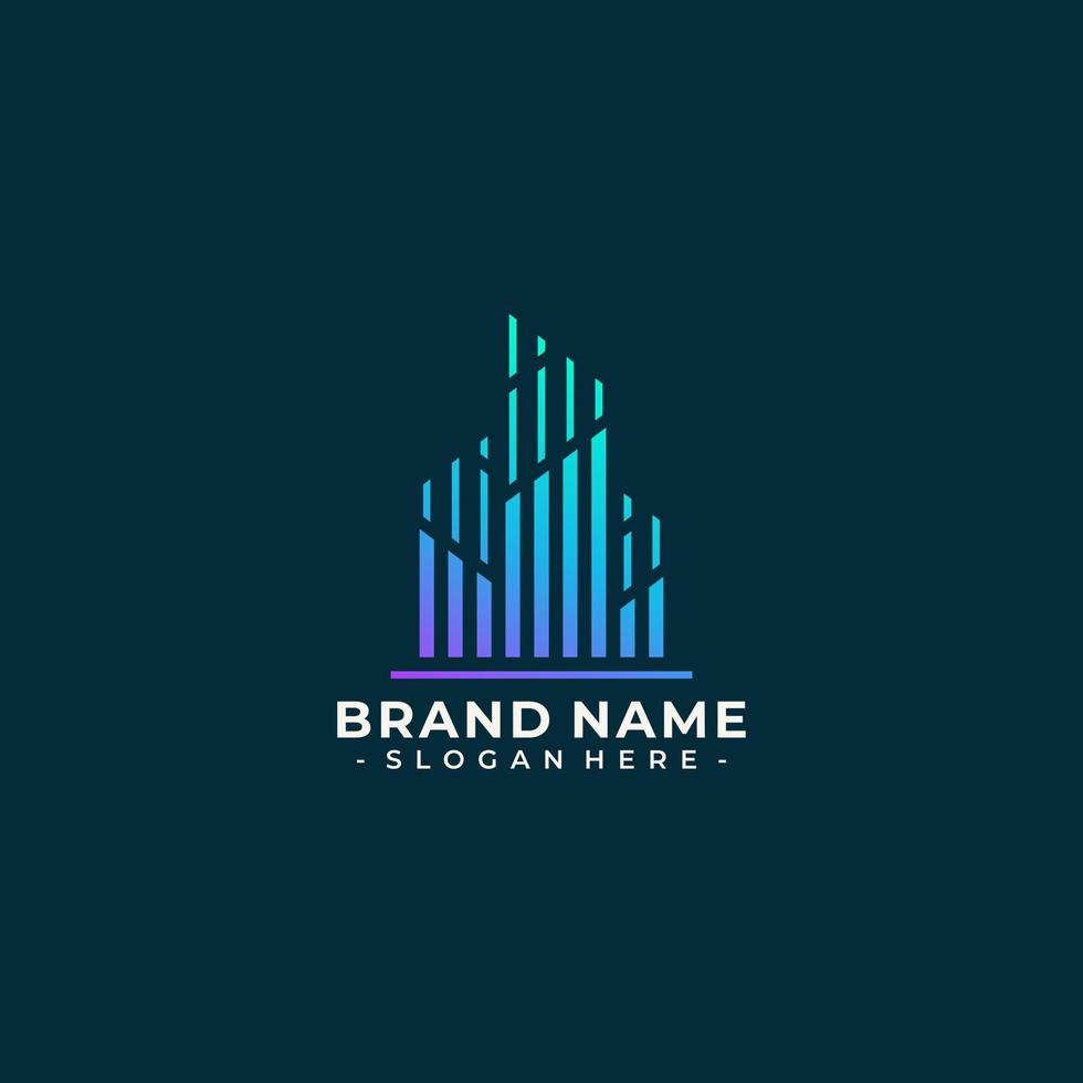 abstract digital building logo vector