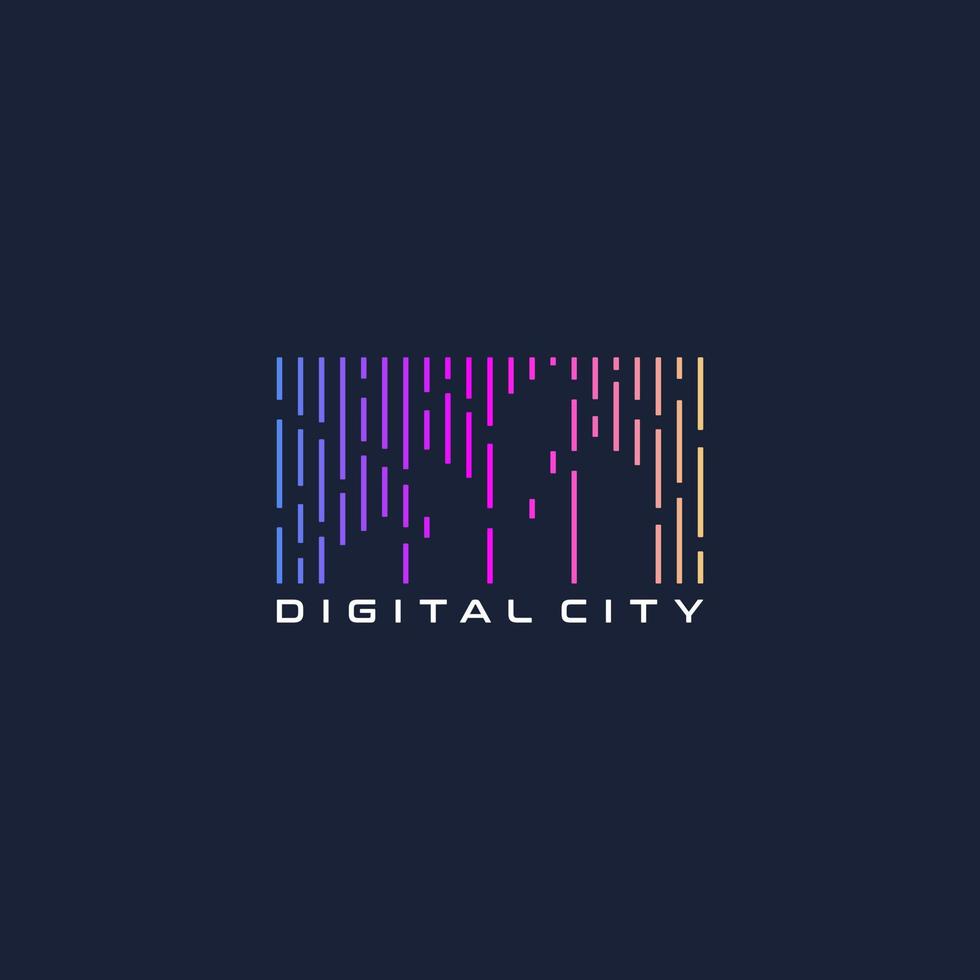 abstract digital building logo vector