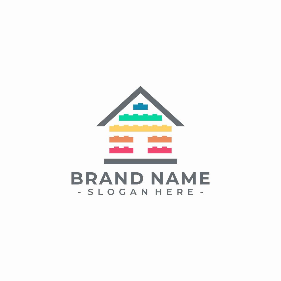 abstract block home logo vector