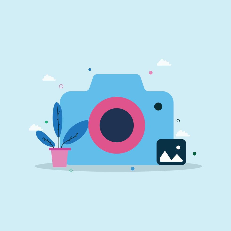 Retro vintage camera flat illustration vector