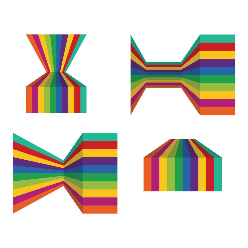 Set of colorful 3d striped line vector