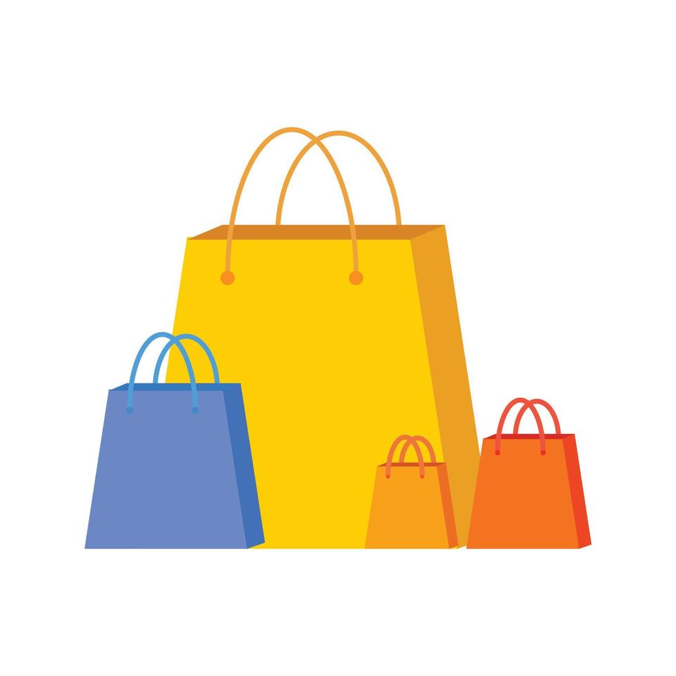 Set of colourful paper shopping bag illustration vector