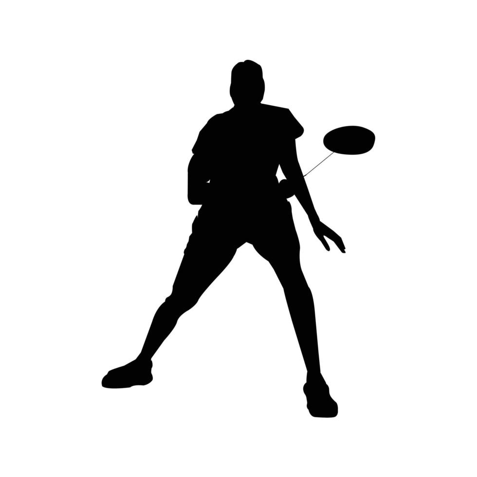 Silhouette man badminton player vector