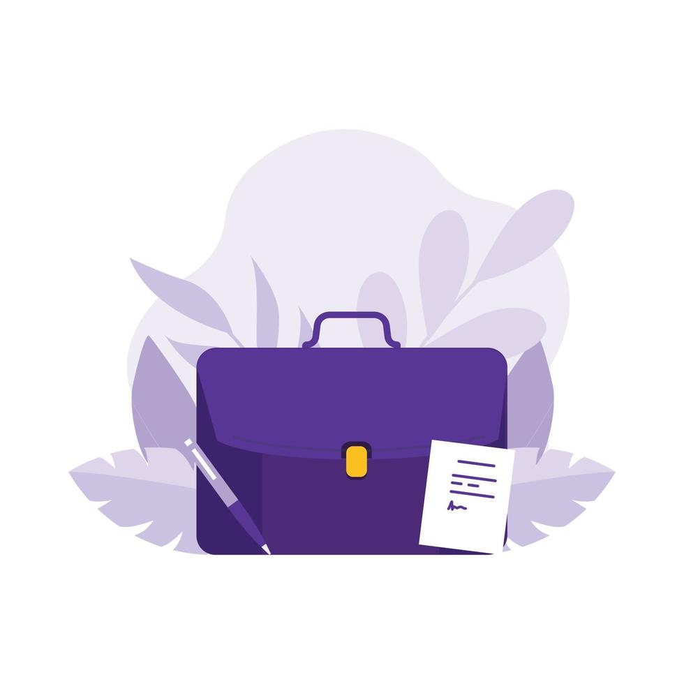 Suitcase office bag flat concept illustration vector