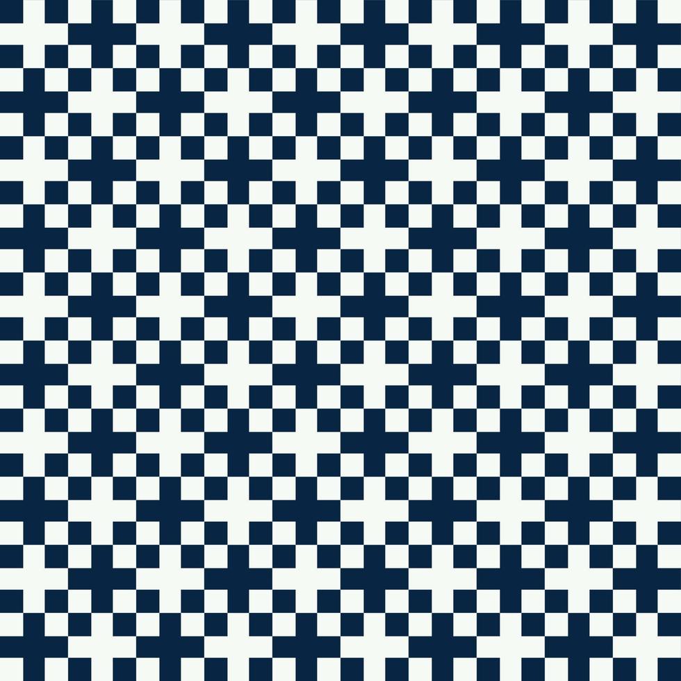 Seamless pattern Vector of geometric cross square pattern with color white and blue navy color. Background design in mimimal concept for fabric cloth pattern , decoration or wallpaper.