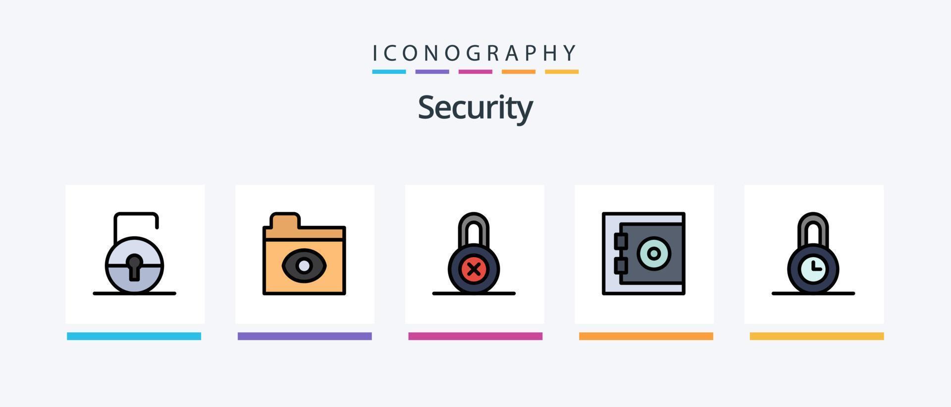 la línea de seguridad llenó el paquete de 5 íconos que incluye . blindaje. proteccion. seguridad. secreto. diseño de iconos creativos vector