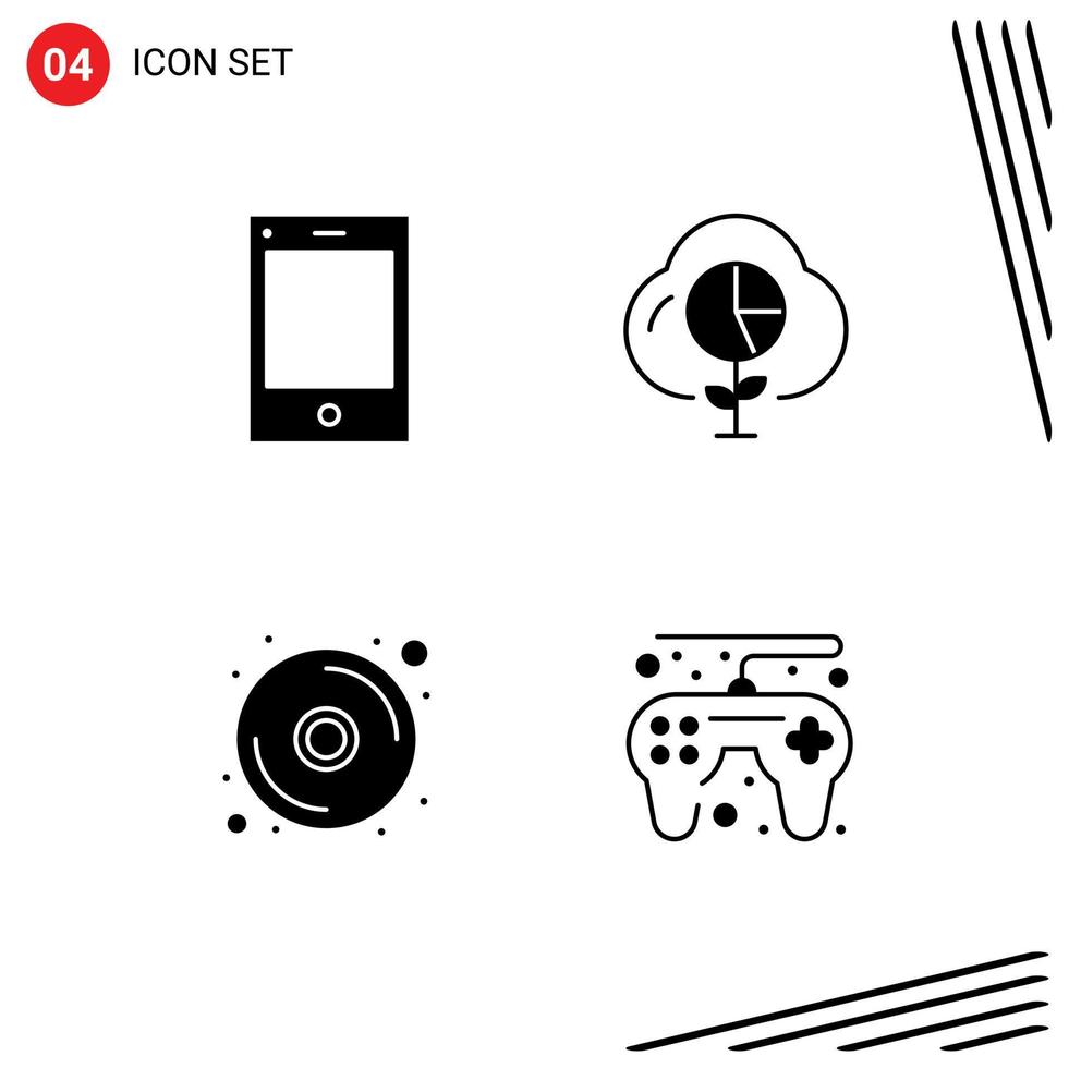 4 Creative Icons Modern Signs and Symbols of devices cd tablet economy dvd Editable Vector Design Elements