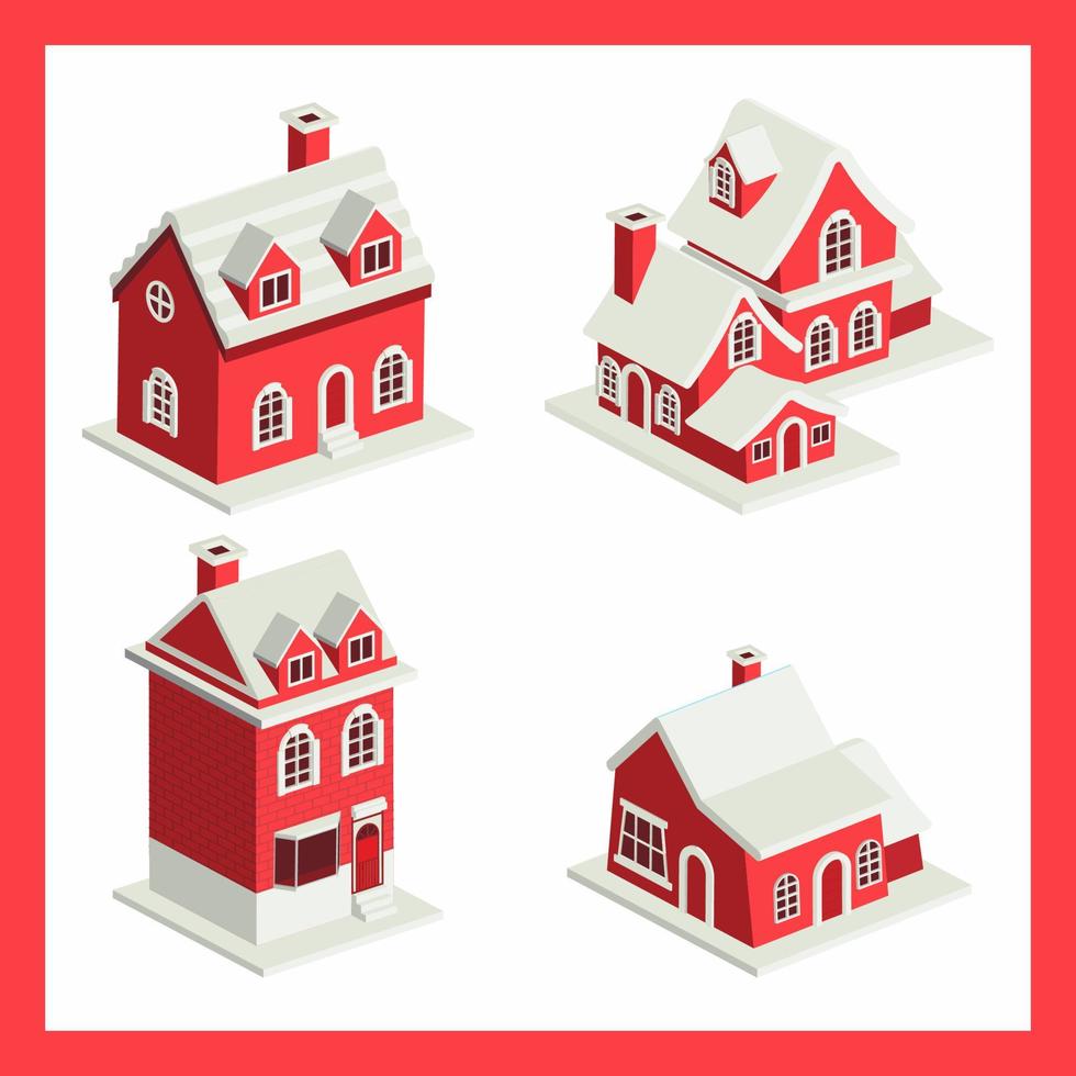 isometric house vector illustration, christmas isometric house