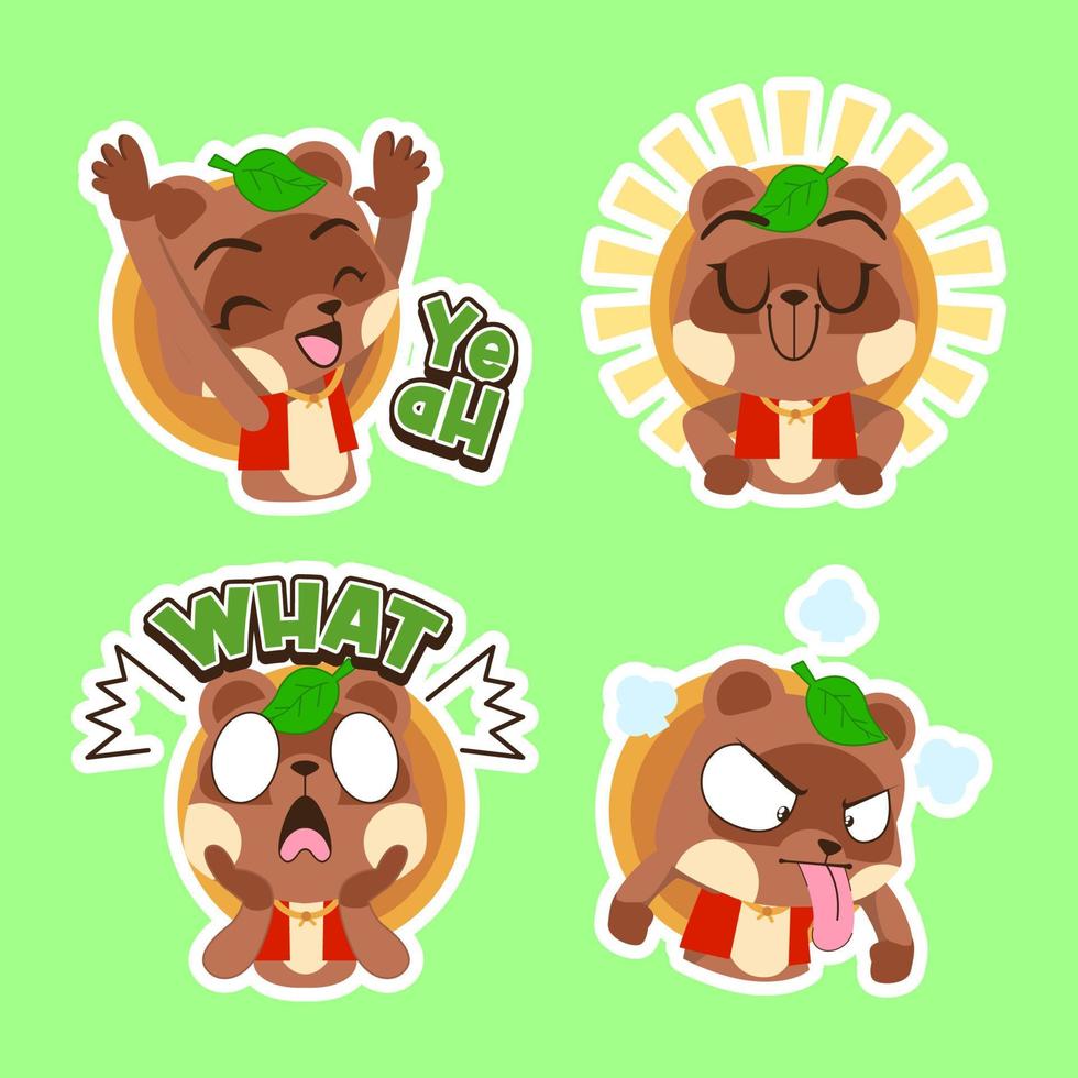 cute tanuki vector set, tanuki illustration