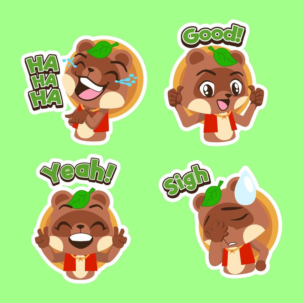 cute tanuki vector set, tanuki illustration