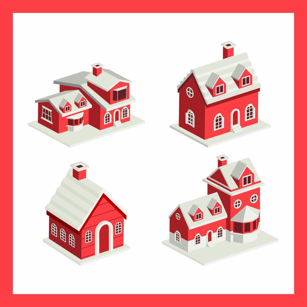 isometric house vector illustration, christmas isometric house