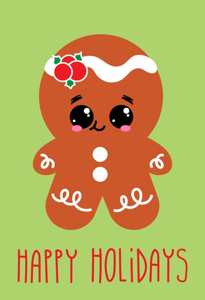 Christmas card with gingerbread man vector