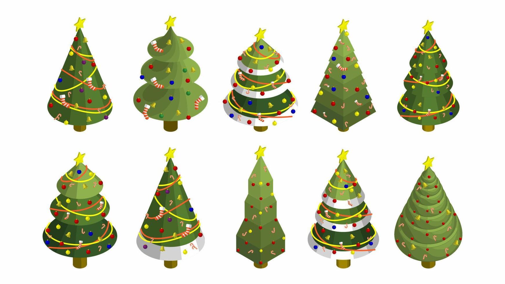 Ilustración de vector de árbol de pino de Navidad isométrica