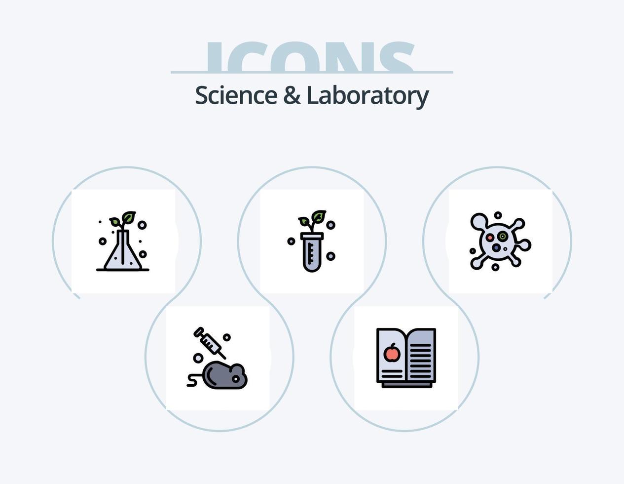 Science Line Filled Icon Pack 5 Icon Design. universe. solar. plant. science. books vector