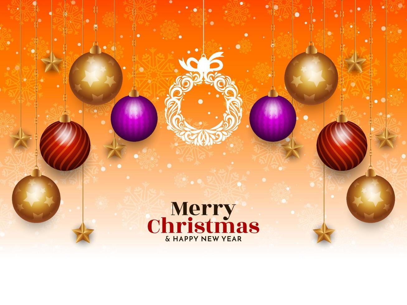 Merry Christmas festival background with hanging elements design vector