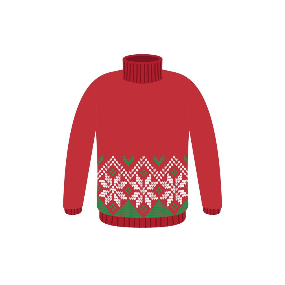 Vector ugly sweaters for Christmas party. Knitted jumpers with winter patterns esp