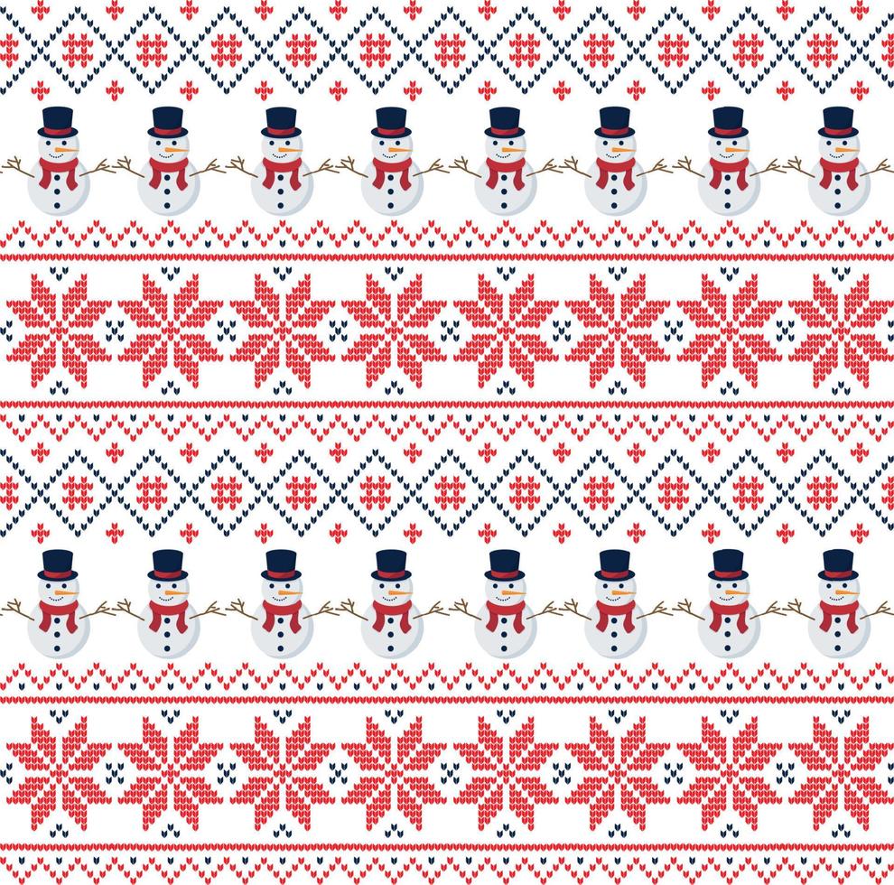 patrón de punto de navidad y año nuevo en muñecos de nieve. diseño de suéter de punto de lana. papel de envolver papel estampado textil. eps 10 vector