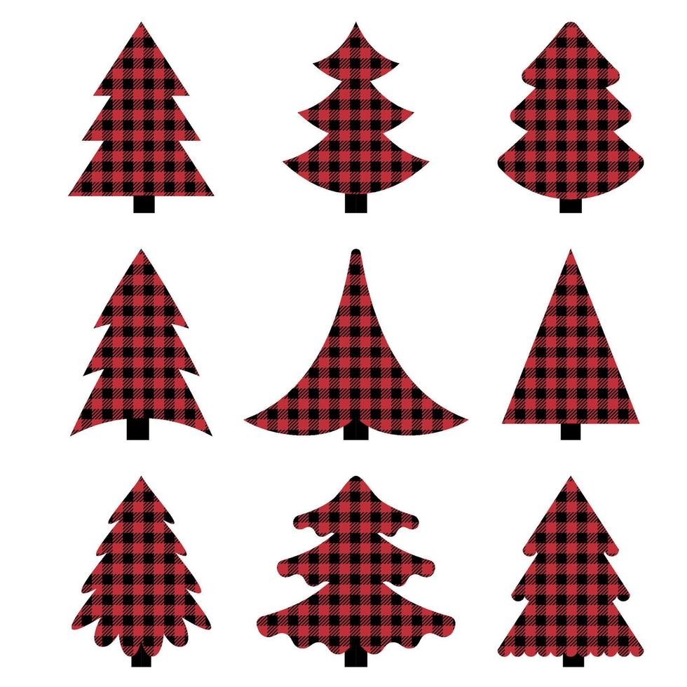 tree pattern at Buffalo Plaid. Festive background for design and print esp vector