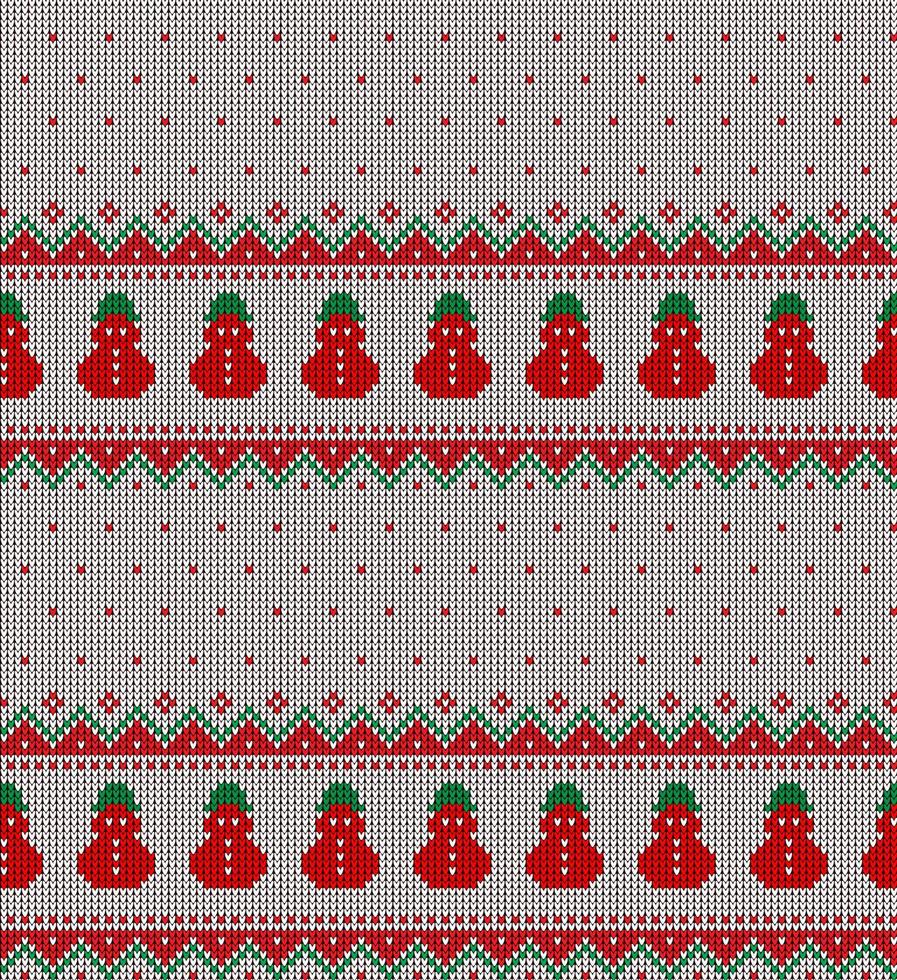 Knitted Christmas and New Year pattern in cow. Wool Knitting Sweater Design. Wallpaper wrapping paper textile print. vector